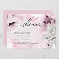 Rustic Pink Floral Watercolor Poppies Invitation