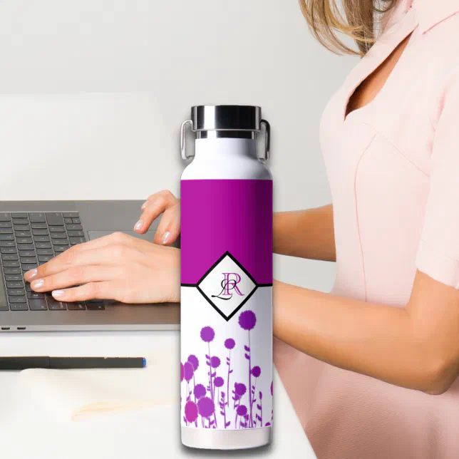 Elegance Blooms: Personalized Monogram Water Bottle