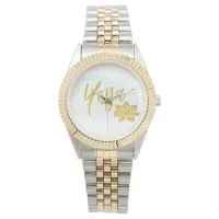 *~* Gold Yoga Lotus Watercolor Turquoise Watch