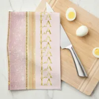 Pink Gold Christmas Fa La La Pattern#27 ID1009 Kitchen Towel