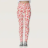 Red Chili Peppers on White Leggings