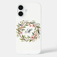 Monogram Pretty Twig and Wildflower Wreath iPhone 16 Case
