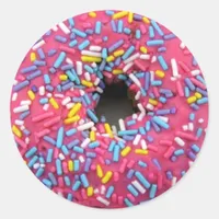 Pretty Sprinkled Donut Classic Round Sticker