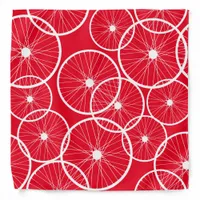 Trendy White Cyclist Bike Wheels on Red Bandana