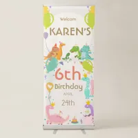 Whimsical Dinosaur Princess Birthday Retractable Banner