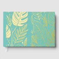 Monstera Gold Foliage Wedding  Foil Guest Book