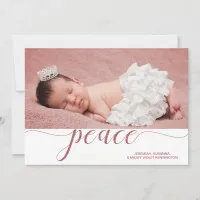 Christmas Peace Blush Pink Glitter Holiday Photo