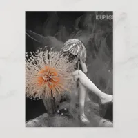 Fairy behind the flowers postcard