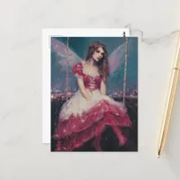 Fairy on a swing postcard