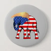 Trump Bad Hair Elephant Round Pin-Back Button, ZSS Button