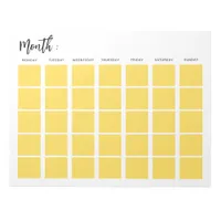 Blank monthly calendar  notepad