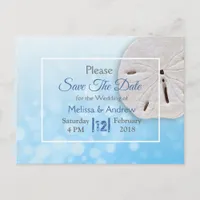 Blue Sand Dollar Themed Wedding Save the Date Announcement Postcard