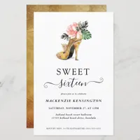 Budget Floral Gold Heels Sweet 16 Birthday