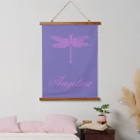 Pink and Purple Fantasy Dragonfly Personalize  Hanging Tapestry