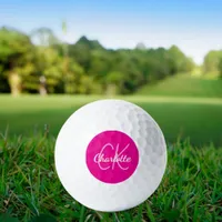 Hot pink name monogram initials golf balls