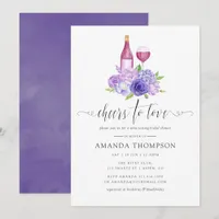 Ultra Violet Floral Bridal Shower Wine Tasting Invitation