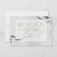 Reception Sage Green Leafy Dahlia Watercolor Wash RSVP Card