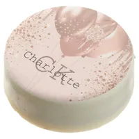 Rose gold blush pink balloons name monogram chocolate covered oreo