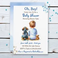 Baby Boy and his Dachshund Puppy Baby Shower Invitation