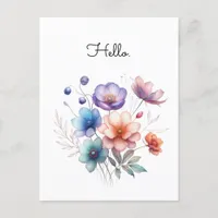 Floral Bouquet Watercolor Illustration Customize Postcard