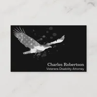 *~*  Flag USA American Eagle Grey Gray on Black Business Card
