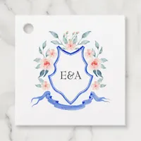 Floral Monogram Crest Wedding Favor Tags