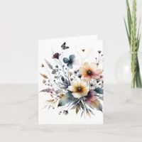 Alcohol Ink Watercolor Floral Blank Note Card