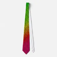 Diag Rainbow Gradient Floral Pattern Red Green Tie