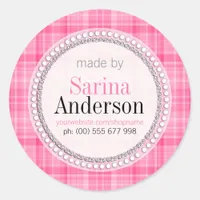 Pink Tartan Pattern Made By Labels Stickers