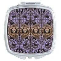 Goth Purple Ornament With Skull Mirror For Makeup