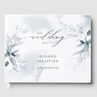 Dusty Blue Foliage Wedding Guest Book