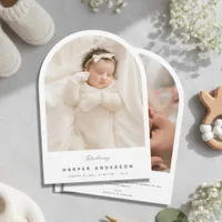 Modern Arch Photo Newborn Baby Birth Announcement