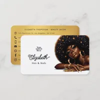 Sparkling Afro Chic Hair & Nail Salon Business Card