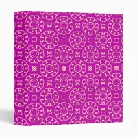 Magenta Stylish Chic Floral Geometric Pattern 3 Ring Binder