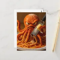 Surreal Angry Spaghetti Octopus Postcard