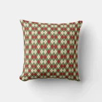 Vintage Christmas Argyle Throw Pillow