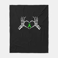 Skeleton Hand Heart Awareness Ribbon Supportive Fleece Blanket