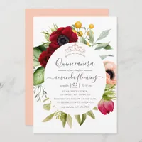 Watercolor Boho Floral Quinceañera Invitation