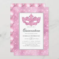 Vintage Pink Masquerade Quinceañera Invitation