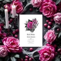 Hot-Pink Floral Gothic Bridal Shower Invitation