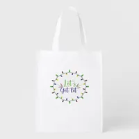 Let's Get Lit Funny Christmas Lights Festive Holid Grocery Bag