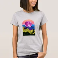 Pink Moon Landscape Collage T-Shirt