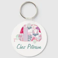 Personalized Retro Art Caravan Owner's Keychains