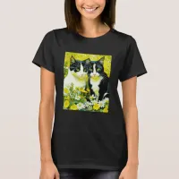 Adorable Cats sitting in a field of Daisies  T-Shirt