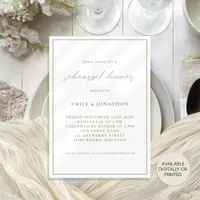 Elegant Champagne Gold Rehearsal Dinner Invitation