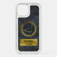 Capricorn Dark Zodiac Astrology: Black & Gold iPhone 15 Case