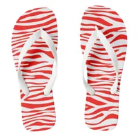 Red and White Zebra  Flip Flops