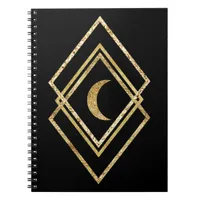 Golden Geometric With Moon Notebook