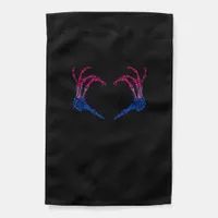 Skeleton Heart Bisexual Lgbt-Q Pride Skull Hand Garden Flag