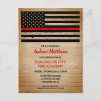 Fireman Graduation Firefighter Thin Red Line Invitation Postcard
